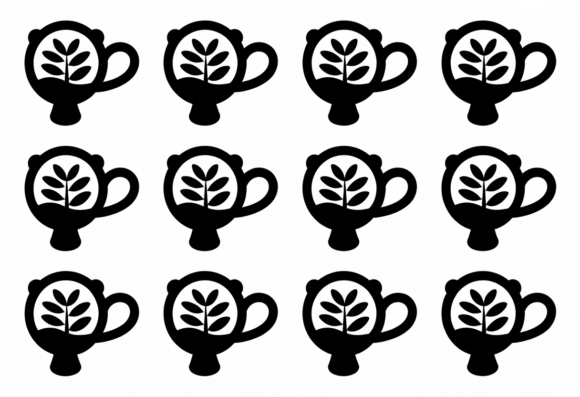 Black Coffee Cup Plant Silhouette SVG Graphics for Crafts