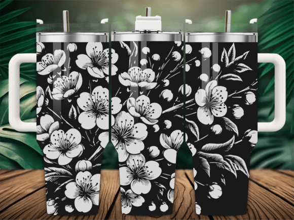 Bw Cherry Blossom Graphics for Cricut Crafts