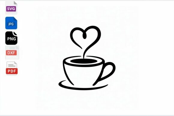 Coffee Cup Heart Steam: Graphics & Crafts Design Asset