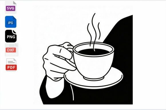 Coffee Cup Line Art: Graphics & Crafts Asset