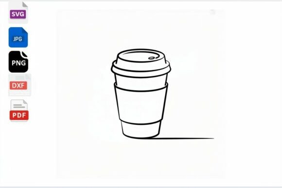 Coffee Cup Line Art SVG Cut File for Graphics & Crafts
