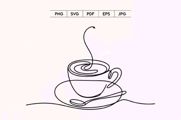 Coffee Cup Line Art SVG Minimal Drink Graphics & Illustrations