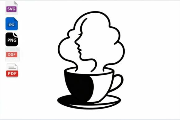 Coffee Cup Silhouette Face SVG Art: Graphics & Crafts for Publishers