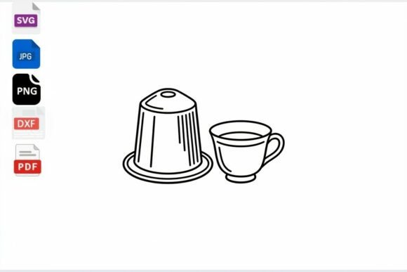 Coffee Pod and Cup Line Art SVG: Graphics for Crafts & Publishing
