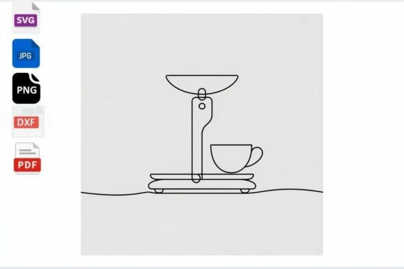 Coffee Scale Cup Line Art SVG for Graphics and Crafts