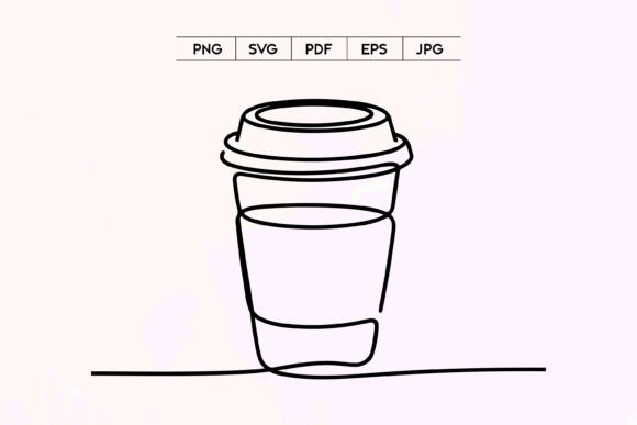 Coffee to Go Cup Line Art SVG Graphics and Illustrations