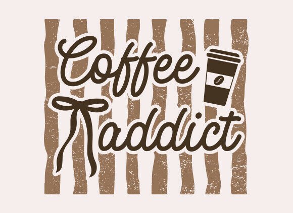 Coquette Striped Coffee Addict Png Svg