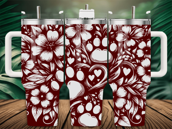 Daisy Flower Dog Pawprint Tumbler Graphics for Crafters