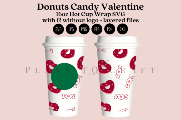 Donuts Candy Valentine 16oz Tumbler Wrap Graphics