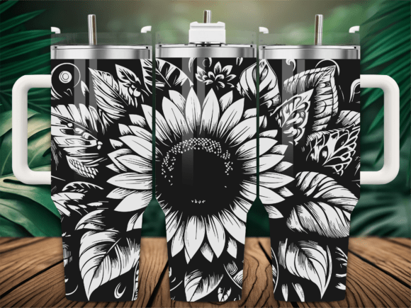 Floral Botanical Sunflower Tumbler Graphics & Crafts