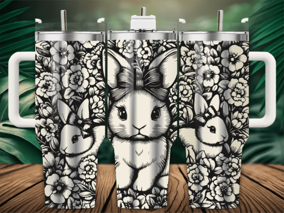 Floral Bunny Floral Bow: Graphics & Crafts for Branding