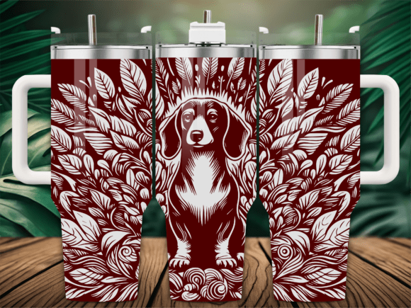 Floral Leaves Dachshund Graphics for Crafts