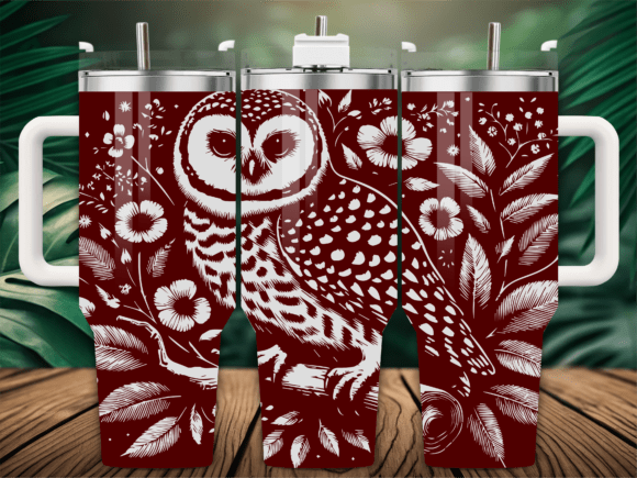 Floral Owl Boho Rose 40oz Tumbler Graphics & Crafts