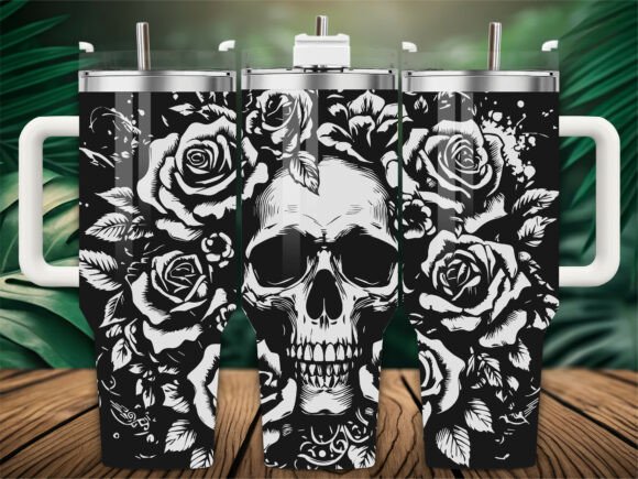Gothic Floral Skull Graphics for Crafts