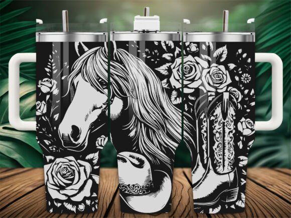 Horse Western Floral Graphics for Crafts & Branding