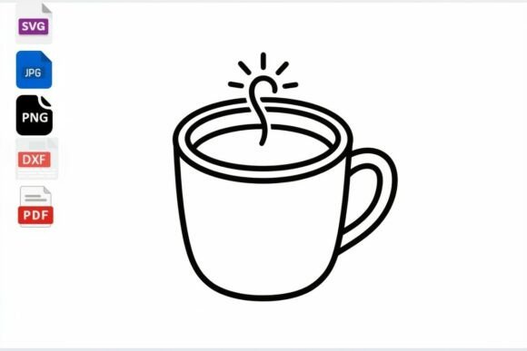 Hot Coffee Cup Line Art Graphics for Crafts