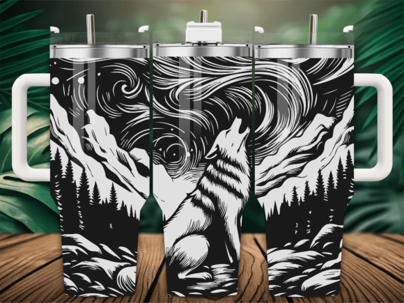 Howling Wolf Mountain Tumbler Wrap: Graphics & Crafts