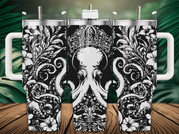 King Octopus Tumbler Graphics for Crafts & Content