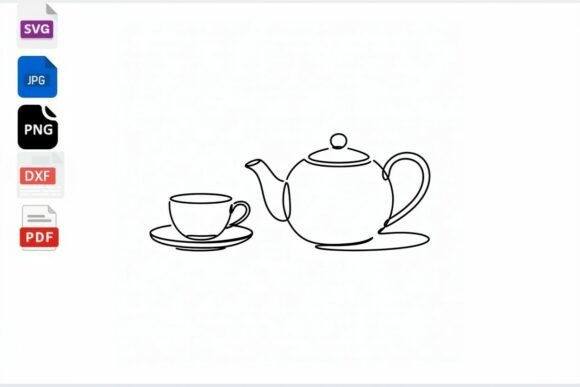 Minimalist Teapot and Cup Line Art SVG: A Designer's Review