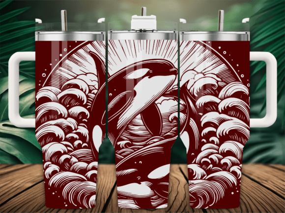 Nautical Sea Orca Whale Tumbler Graphics for Laser Engraving