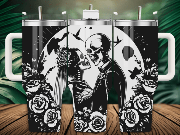 Roses Skeleton Lover Bird Tumbler Graphics & Crafts