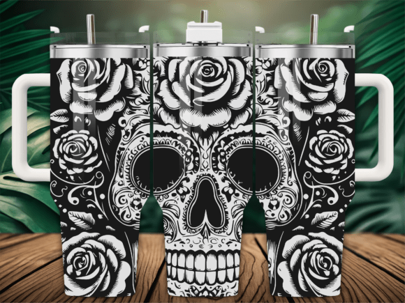 Sugar Skull Roses Floral: Graphics for Crafts Branding