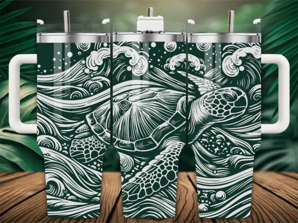 Turtle Ocean Waves Graphics & Crafts Design Asset