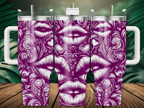Valentines Lips Pattern Tumbler Graphics & Wraps